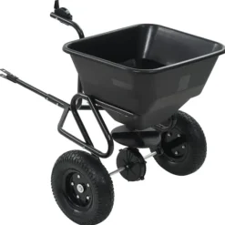 Saltspreder/strøtrækvogn 45 L - Robust PVC og stål | Størrelse: 125x74x79 cm