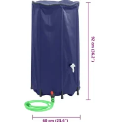 Sammenfoldelig vandtank med hane - Regnvandsbeholder | Kapacitet: 250 L | Materiale: PVC