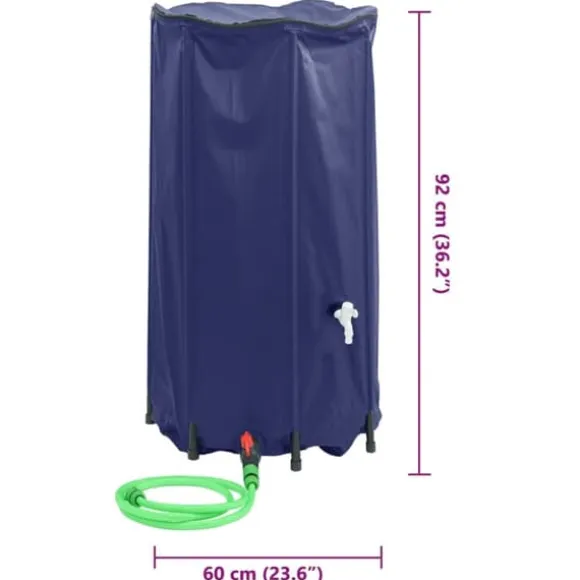 Sammenfoldelig vandtank med hane - Regnvandsbeholder | Kapacitet: 250 L | Materiale: PVC