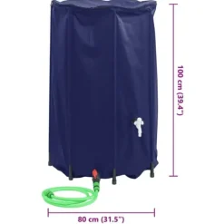 Sammenfoldelig vandtank med hane - Regnvandsbeholder 500 L | Materiale: PVC