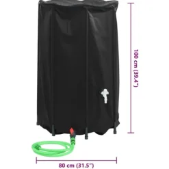Sammenfoldelig vandtank med hane 500L - PVC | Farve: Grøn | Størrelse: 500L