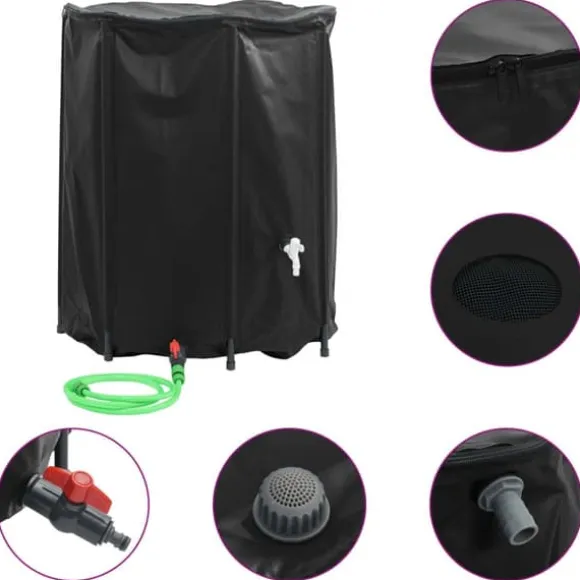 Sammenfoldelig vandtank med hane - PVC | 1250 l