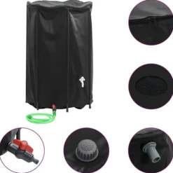 Sammenfoldelig vandtank med hane - PVC 1000 L | Farve: Grøn | Størrelse: 1000 L