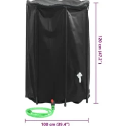 Sammenfoldelig vandtank med hane - PVC 1000 L | Farve: Grøn | Størrelse: 1000 L