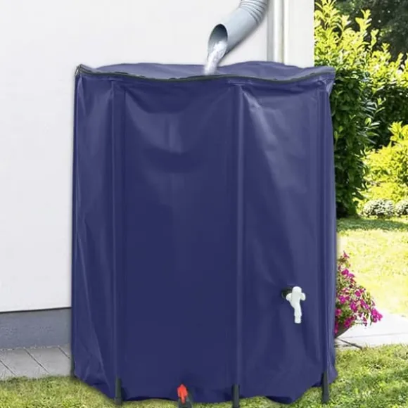Sammenfoldelig vandtank med hane - PVC 1250 l | Farve: Grøn | Størrelse: 1250 l