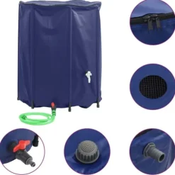 Sammenfoldelig vandtank med hane - PVC 1250 l | Farve: Grøn | Størrelse: 1250 l