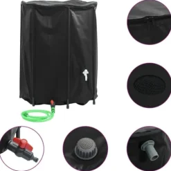 Sammenfoldelig vandtank med hane - 750L PVC | Farve: Grå | Størrelse: 750 liter
