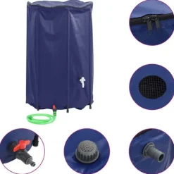 Sammenfoldelig vandtank med hane - PVC, 1000 l | Farve: Grøn | Størrelse: 1000 l