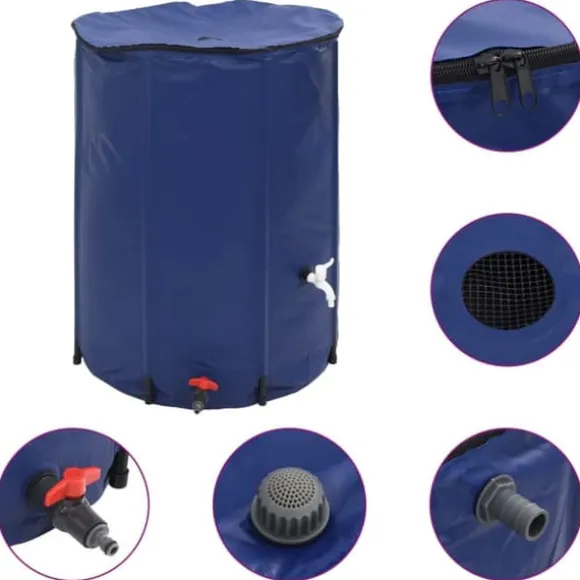 Sammenfoldelig vandtank med hane 750L - Robuste PVC | Farve: Grøn | Størrelse: 750 L