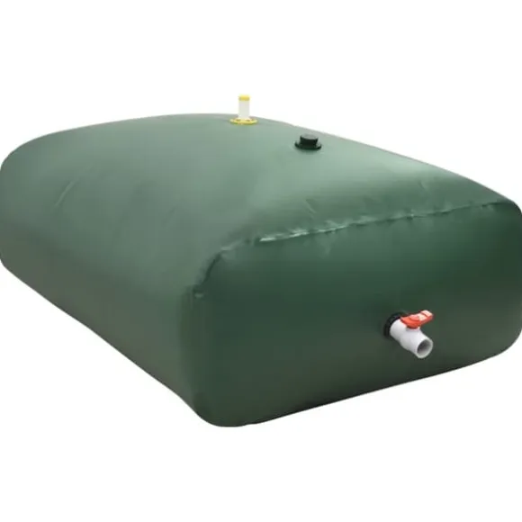 Sammenfoldelig vandtank med hane - 2100 l PVC | Farve: Grøn | Størrelse: 2100 l