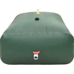Sammenfoldelig vandtank med hane - 2100 l PVC | Farve: Grøn | Størrelse: 2100 l