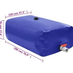 Sammenfoldelig vandtank med hane 1500L - PVC | Farve: Grøn | Størrelse: 1500 liter