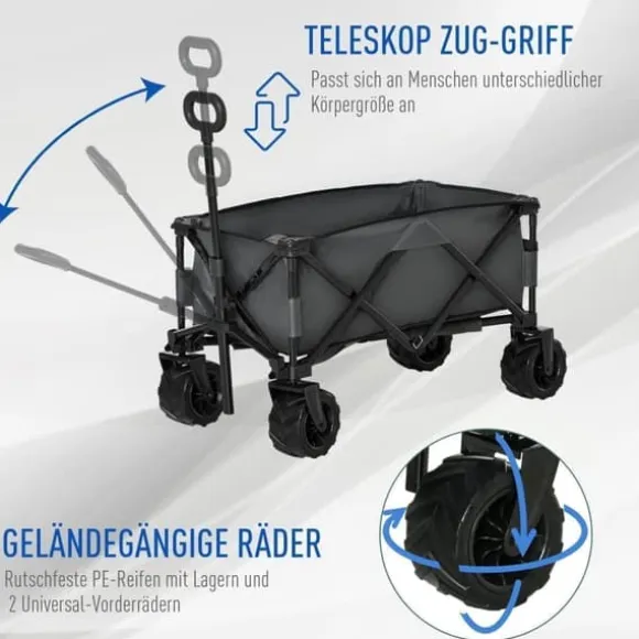 Sammenklappelig håndvogn 360° med teleskophåndtag, op til 20 kg, til udflugter & have