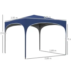Sammenklappelig pavillon, 295x295x255 cm, blå