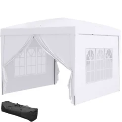 Sammenklappelig pavillon, 295x295x258 cm, hvid