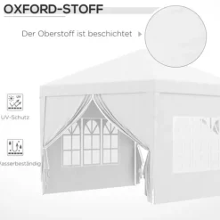 Sammenklappelig pavillon, 295x295x258 cm, hvid