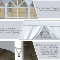 Sammenklappelig pavillon, 295x295x258 cm, hvid