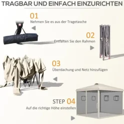 Sammenklappelig Pavillon, 297x297x287 cm, Beige