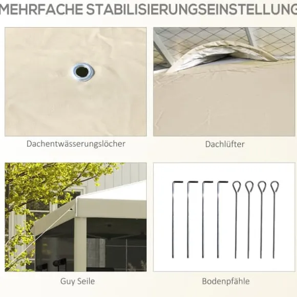 Sammenklappelig Pavillon, 297x297x287 cm, Beige
