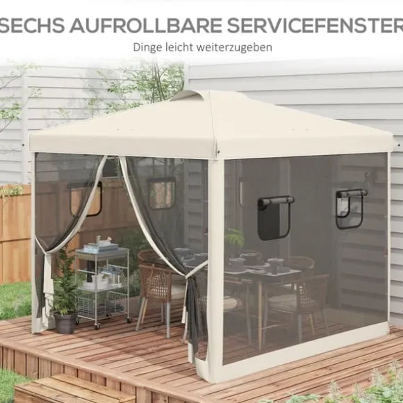 Sammenklappelig Pavillon, 297x297x287 cm, Beige