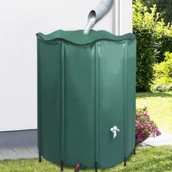 Sammenklappelig regnvandsbeholder 1000 l - PVC med hane | Farve: Grøn