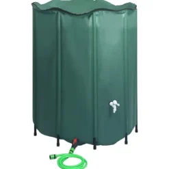 Sammenklappelig regnvandsbeholder 1000 l - PVC med hane | Farve: Grøn