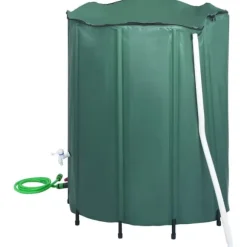 Sammenklappelig regnvandsbeholder 1000 l - PVC med hane | Farve: Grøn