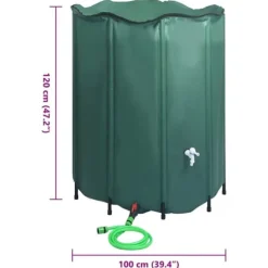Sammenklappelig regnvandsbeholder 1000 l - PVC med hane | Farve: Grøn