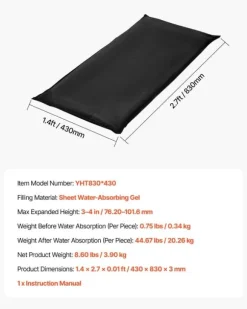 Sandløse sandsække - Oversvømmelsesbarriere 10-pak poser 43 x 83 cm med spand - Vandaktiveret - Vandabsorberende - Genanvendelig