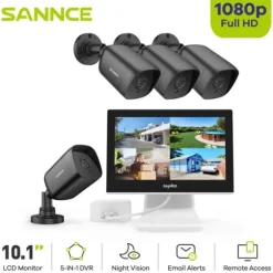SANNCE CCTV-system, 10,1" skærm, 1080P opløsning,4stk Kamera