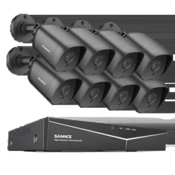 SANNCE 8CH DVR Kit, 1080P Høj Opløsning, Nattesyn Op til 30m,2T, 8CH 8PCS DVR Kit