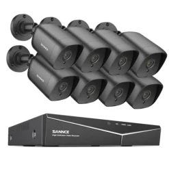 SANNCE 8CH DVR Kit, 1080P Høj Opløsning, Nattesyn Op til 30m,2T, 8CH 8PCS DVR Kit
