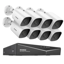 SANNCE 8CH DVR Kit, 1080P Høj Opløsning, Nattesyn Op til 30m,8CH 8PCS DVR Kit-a, 2T