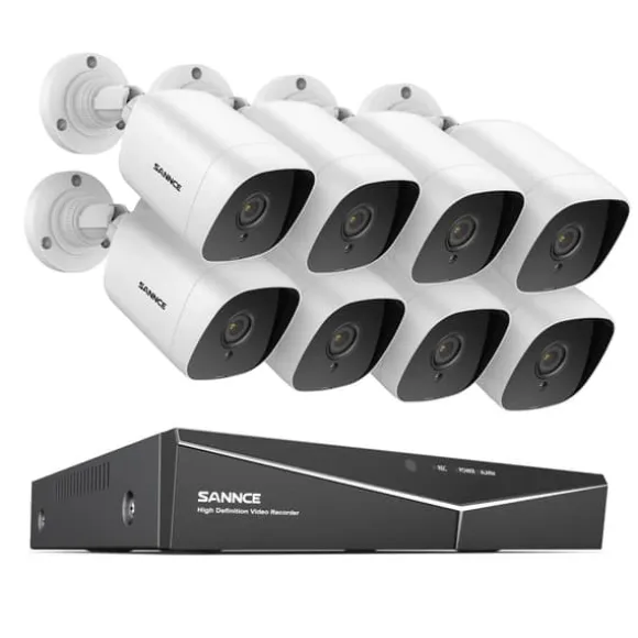 SANNCE 8CH DVR Kit, 1080P Høj Opløsning, Nattesyn Op til 30m,8CH 8PCS DVR Kit-a, 1T