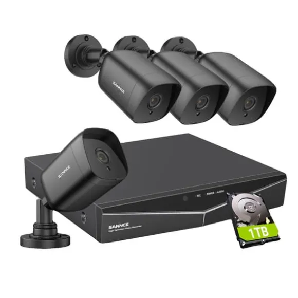 Sannce Security Camera System, 5MP Opløsning, 4TB Storage,4PCS 1TB