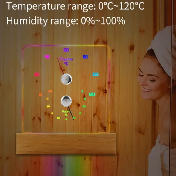 Sauna termometer hygrometer med RGB lys