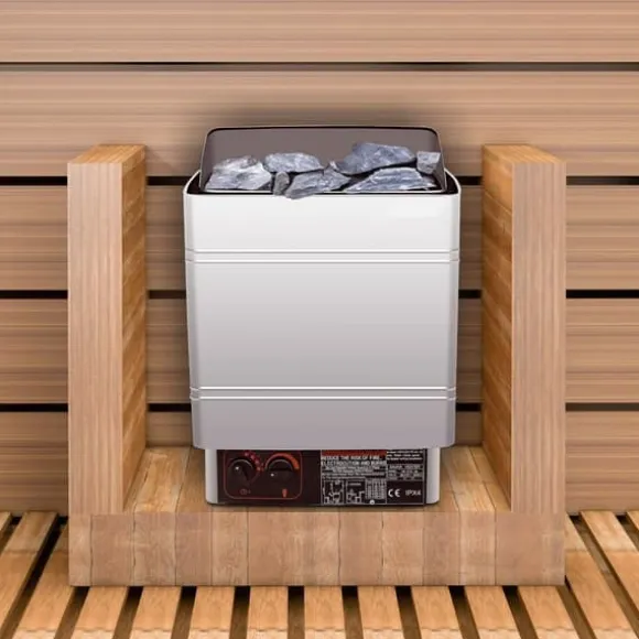 Saunaovn 9 KW, el-sausnherd 380 V - 415 V, rustfri stål saunaovn, elektrisk saunaovn med 2 indstillinger (temperatur, tid) og ekstern