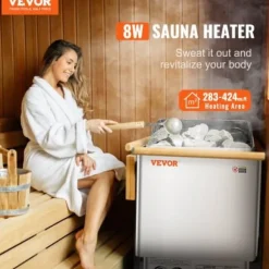Saunaovn, 8kW elektrisk saunaovn, 41,2x27,4x57 cm, rustfrit stål