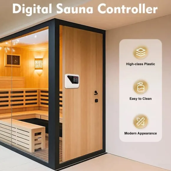 Saunaovn styreenhed - Ekstern kontrolpanel - Vægmonteret - 220–240 V - Til 3–9 kW - 40–105 °C - Lysstyring 60 W - Digital