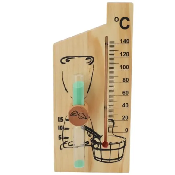 Saunatermometer Timeglas 15 Minutters Sand Timer Golden Wood 0 til 140 Celsius Grad Temperaturmåler Vægmonteret Saunatilbehør