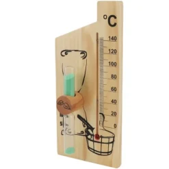 Saunatermometer Timeglas 15 Minutters Sand Timer Golden Wood 0 til 140 Celsius Grad Temperaturmåler Vægmonteret Saunatilbehør