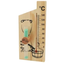 Saunatermometer Timeglas 15 Minutters Sand Timer Golden Wood 0 til 140 Celsius Grad Temperaturmåler Vægmonteret Saunatilbehør