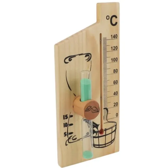 Saunatermometer Timeglas 15 Minutters Sand Timer Golden Wood 0 til 140 Celsius Grad Temperaturmåler Vægmonteret Saunatilbehør