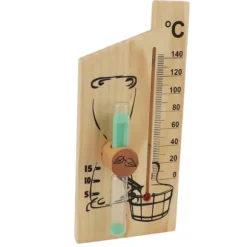 Saunatermometer Timeglas 15 Minutters Sand Timer Golden Wood 0 til 140 Celsius Grad Temperaturmåler Vægmonteret Saunatilbehør