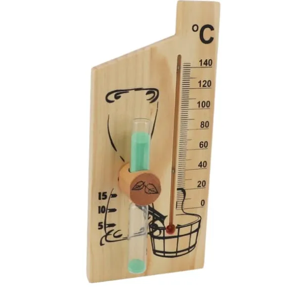 Saunatermometer Timeglas 15 Minutters Sand Timer Golden Wood 0 til 140 Celsius Grad Temperaturmåler Vægmonteret Saunatilbehør