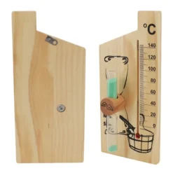 Saunatermometer Timeglas 15 Minutters Sand Timer Golden Wood 0 til 140 Celsius Grad Temperaturmåler Vægmonteret Saunatilbehør