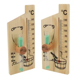 Saunatermometer Timeglas 15 Minutters Sand Timer Golden Wood 0 til 140 Celsius Grad Temperaturmåler Vægmonteret Saunatilbehør