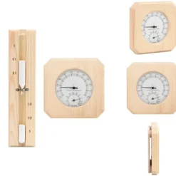 Saunatilbehør - Living 2-i-1 saunasæt hygrometer og timeglas massivt fyrretræ