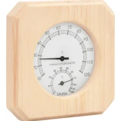 Saunatilbehør - Living 2-i-1 saunasæt hygrometer og timeglas massivt fyrretræ