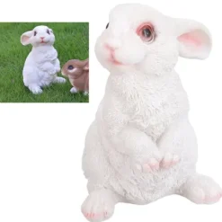 Sød kanin Skulptur Harpiks Håndværk Have Bunny Dekoration Simulering Kanin Statue til Plæne Have Patio